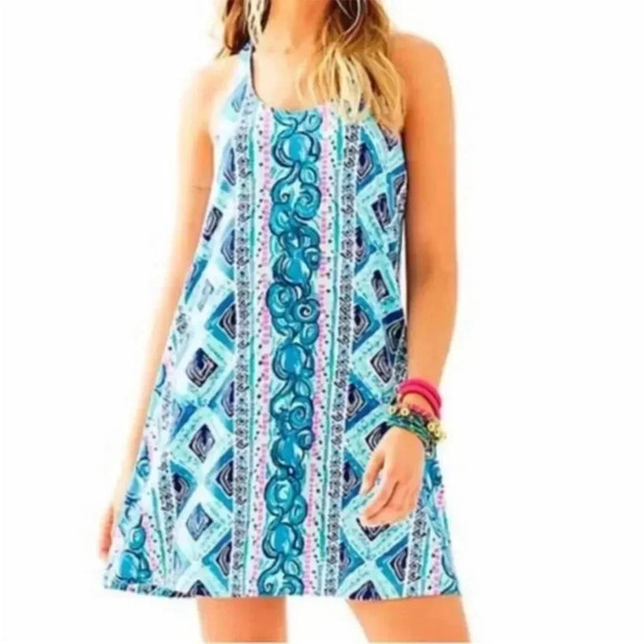 Lilly Pulitzer Lydia Dress Bay Blue Fine Line Dress Small - Picture 4 of 9
